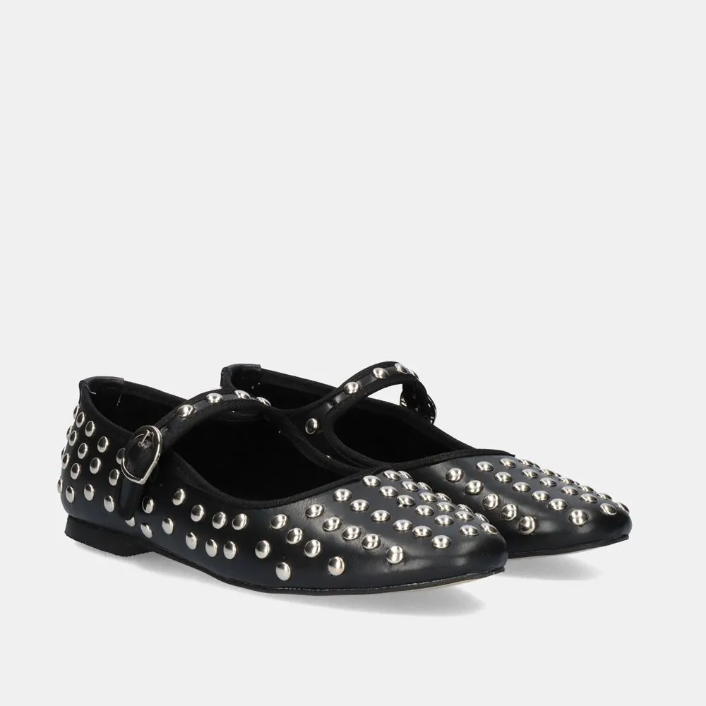 BALLERINES AVEC CLOUS M14-03 NOIR