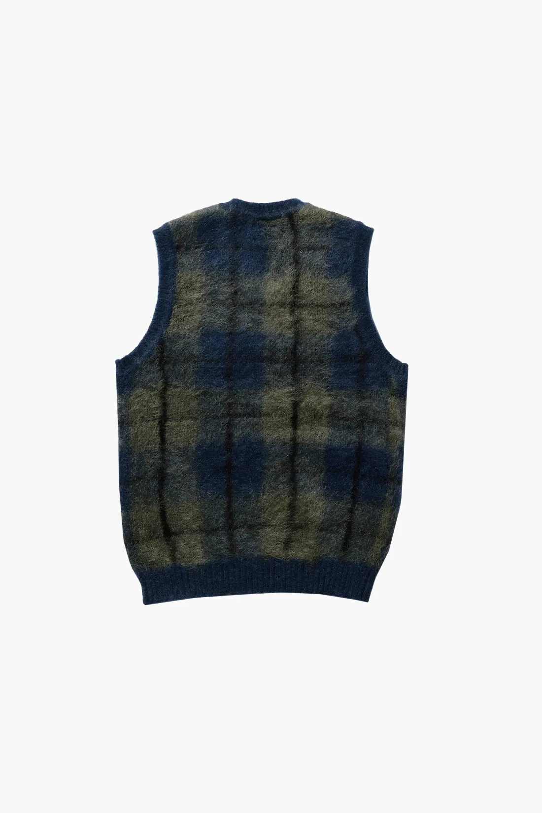 Beams plus Check vest mohair Navy 79 - GRADUATE STORE