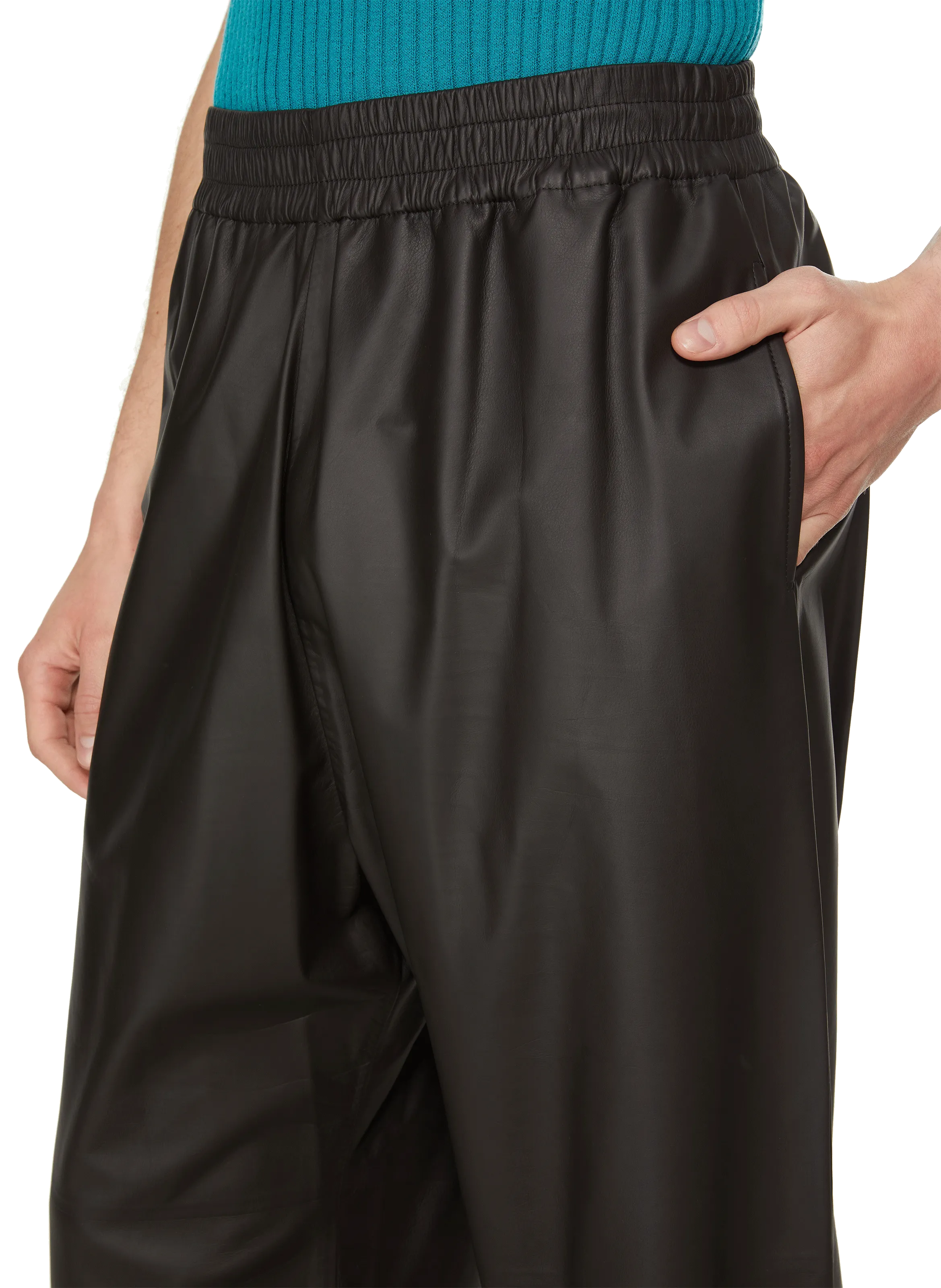 BOTTEGA VENETA  Pantalon en cuir de veau - Noir
