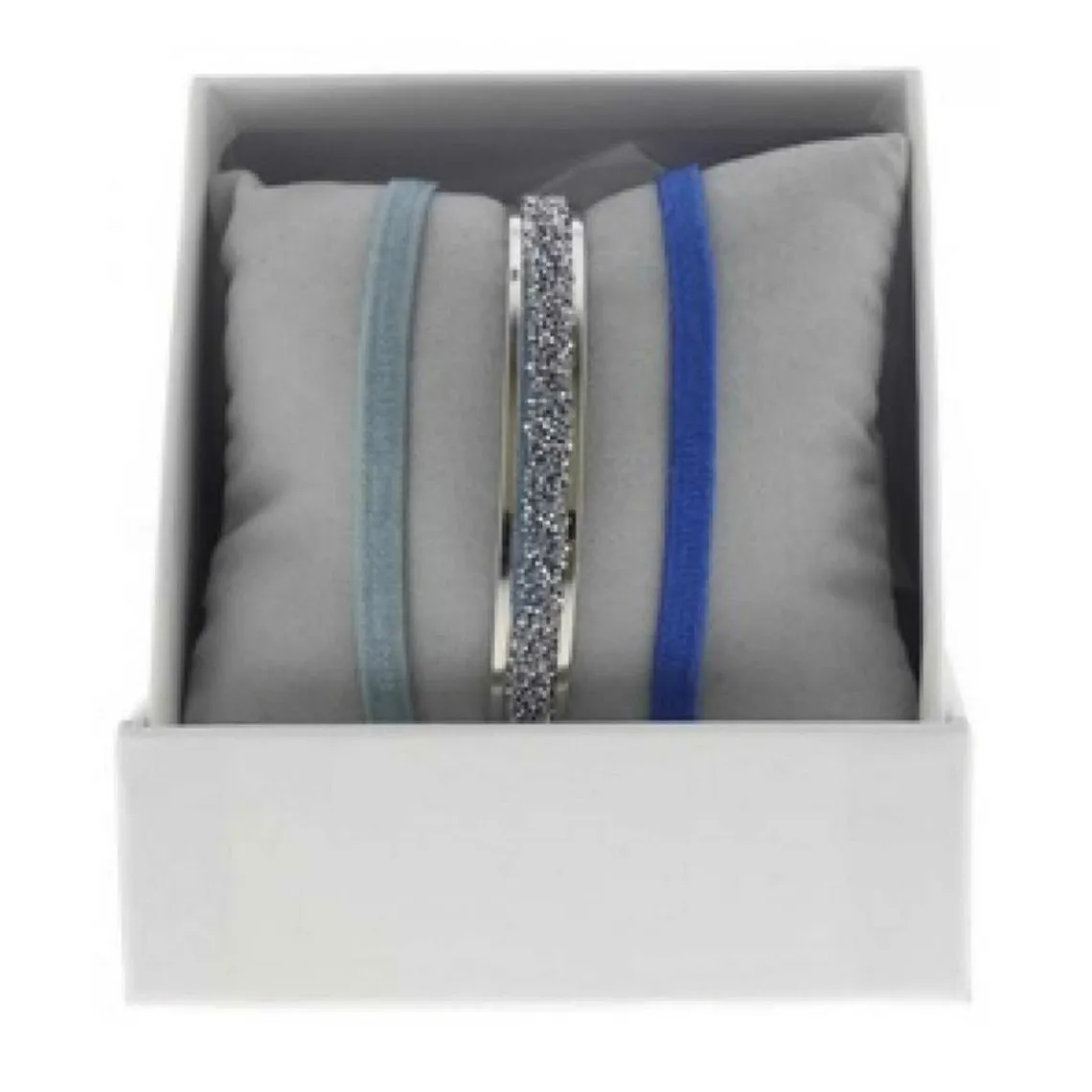 Coffret Les Interchangeables A49400 - Jonc Ruban 4 mm Fabric Ornements Palladium / Cristal Les Interchangeables | 3 Suisses