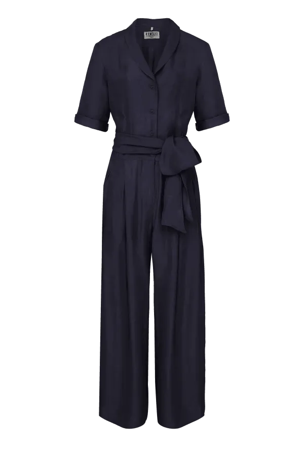 Combinaison en rayonne bleu marine pour femme - Planet