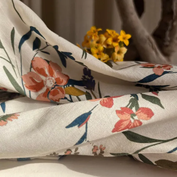 Coupon voile de coton fleurs des Canaries 130x160  (F56)