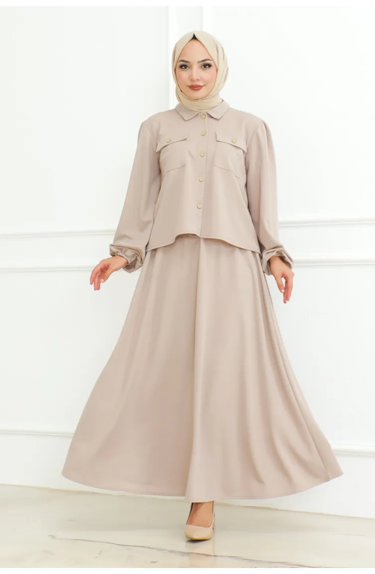 Ensemble Hijab Avec Jupe 2091-04 Vison 2091-04