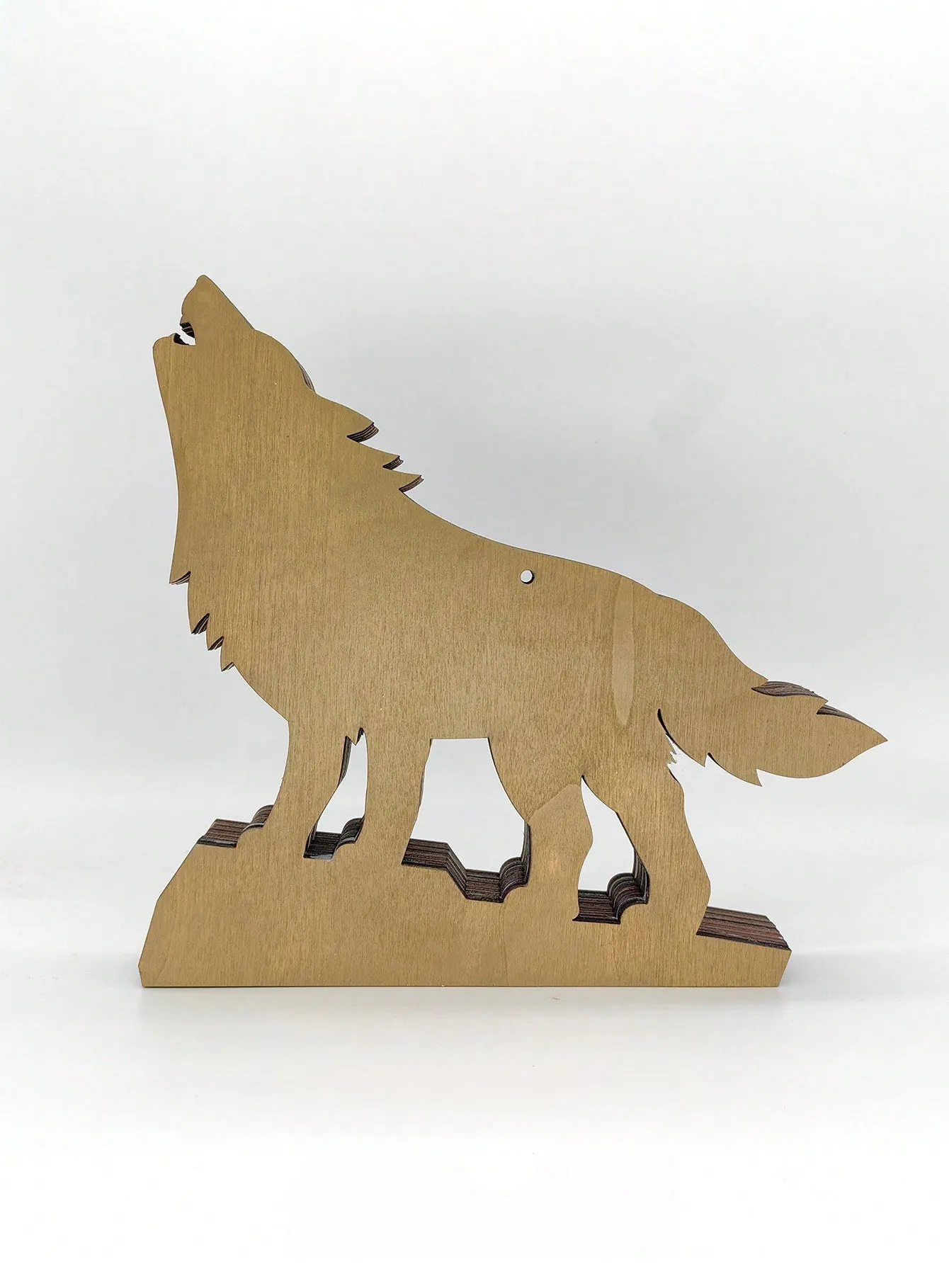 Figurine de Loup en Bois Fait Main - Décoration Exquise d'Animaux Sauvages pour la Maison & le Bureau