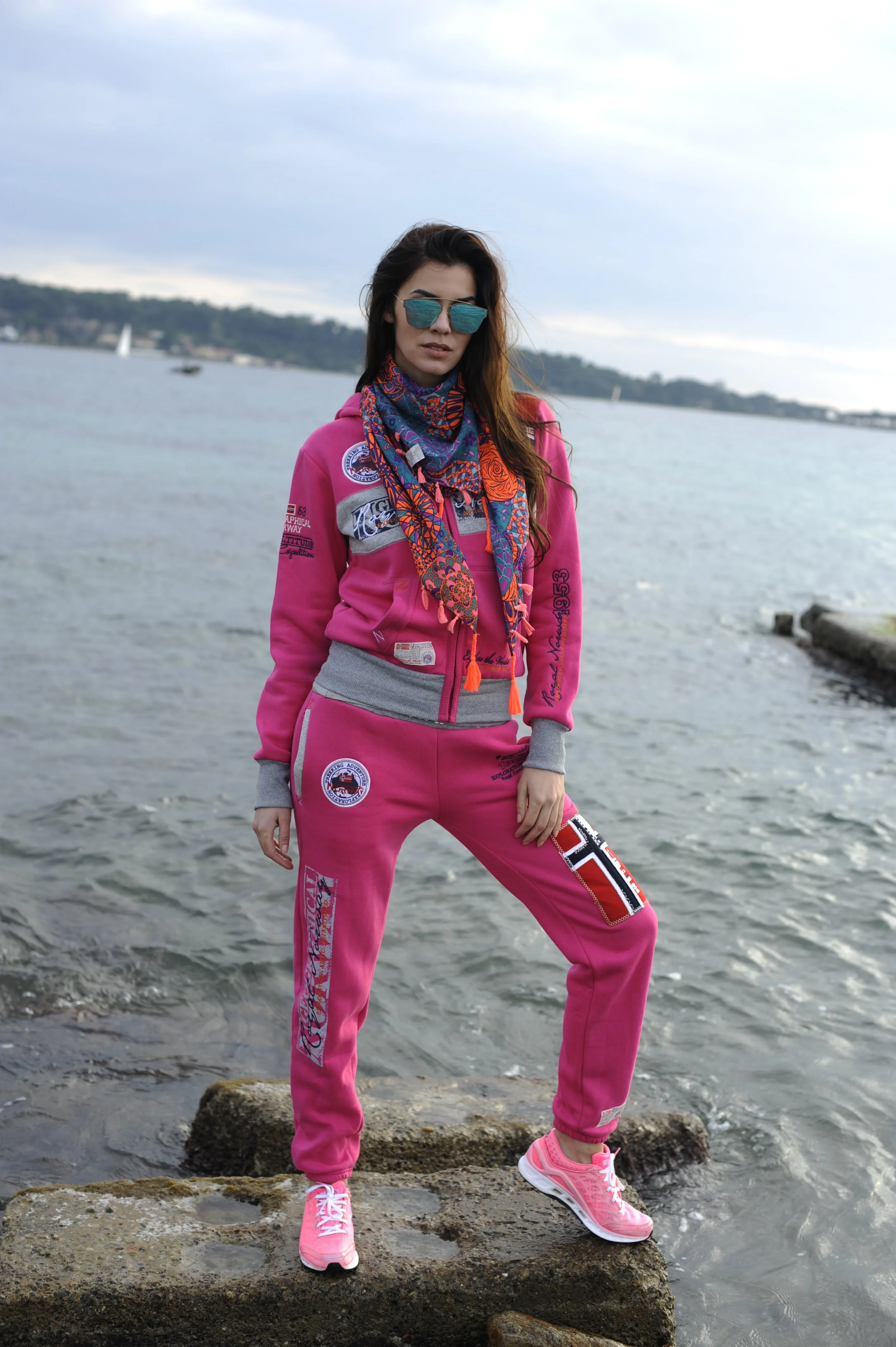 Geographical Norway Myer Femme - Pantalon de jogging bas resserré Rose Flash Rose Flash