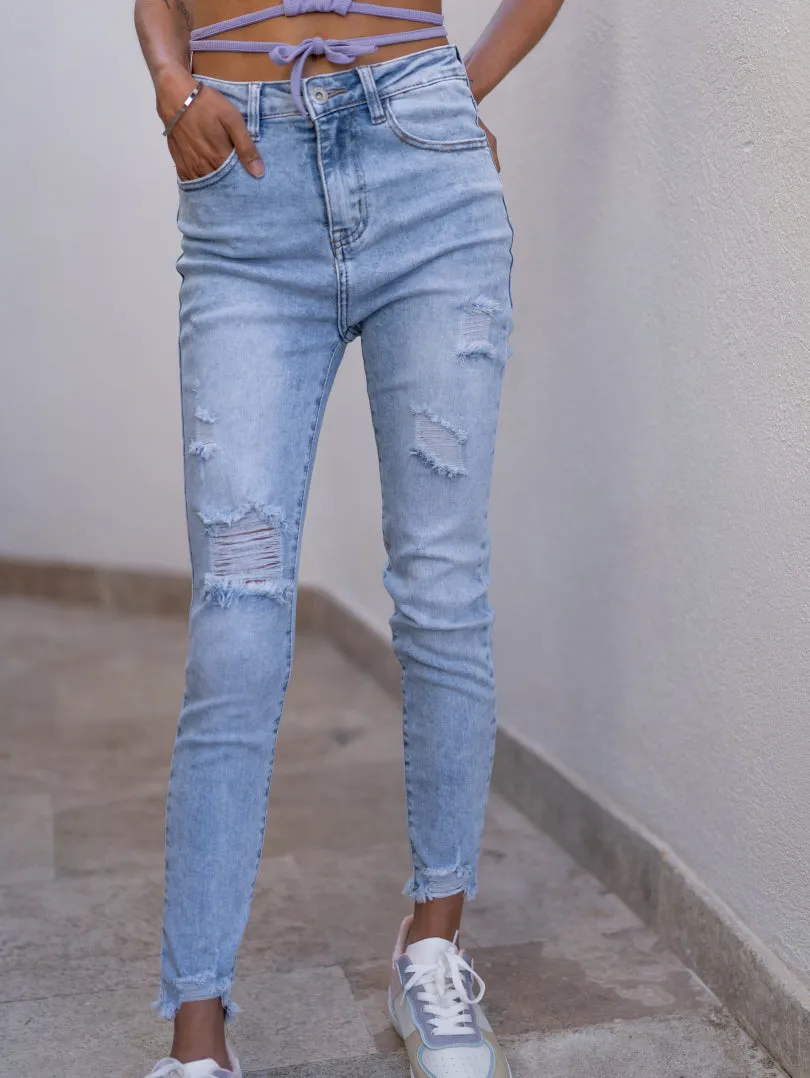Jean skinny déchiré taille haute