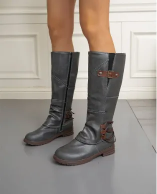 Jordyn Bottes en cuir à hauteur de genou