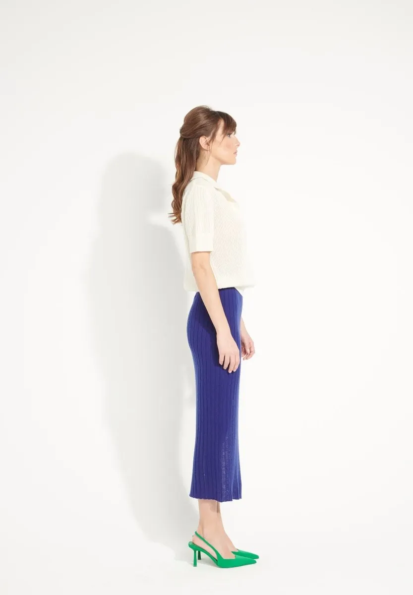 Jupe longue cachemire bleu nuit femme - AVA 13