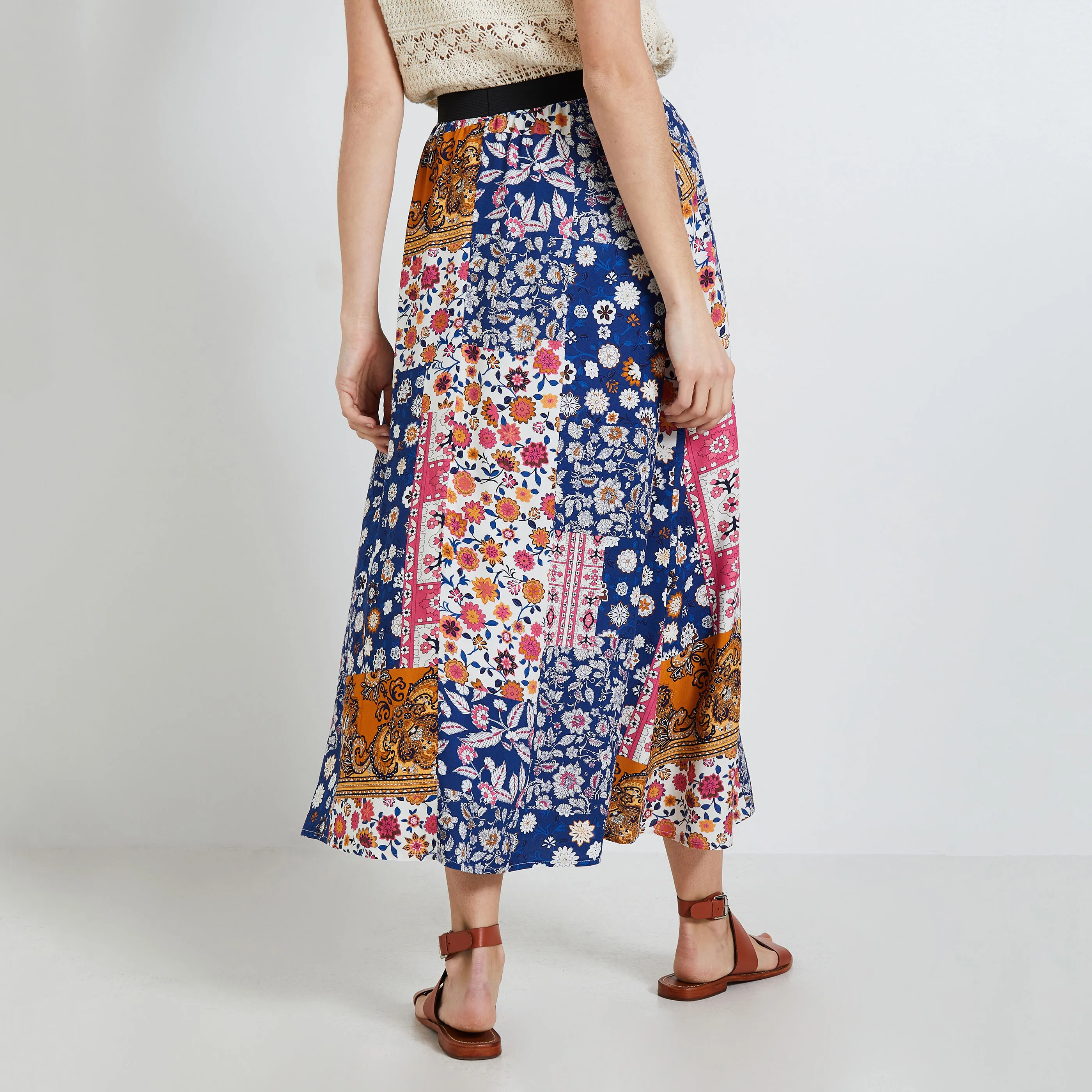 Jupe longue imprimé patchwork femme