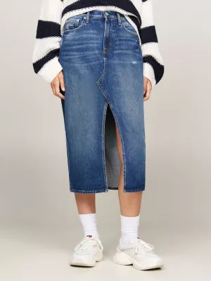 Jupe midi Claire taille haute en denim | Denim | Tommy Hilfiger