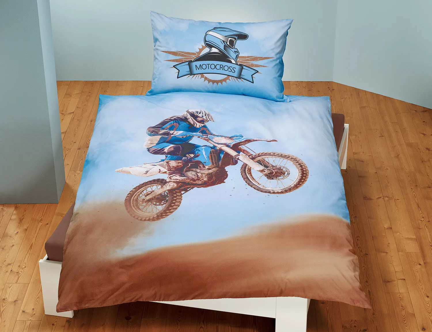 Linge de lit avec pilote de motocross dans les airs ⋆ Lehner Versand