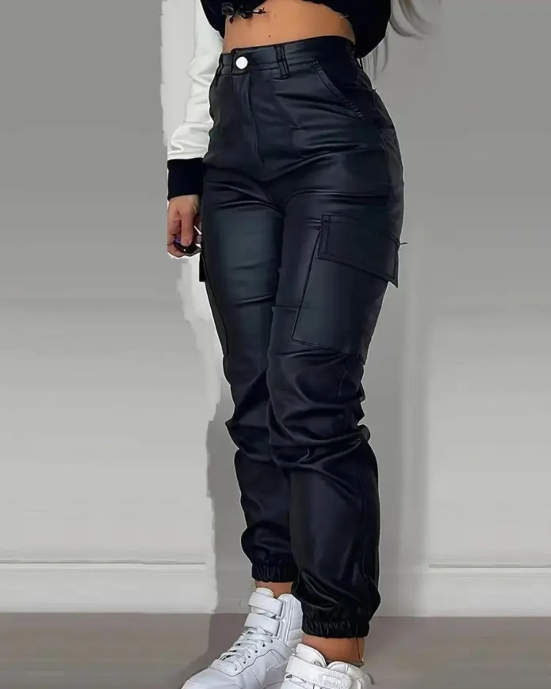 lodie - Pantalon cargo confortable en cuir
