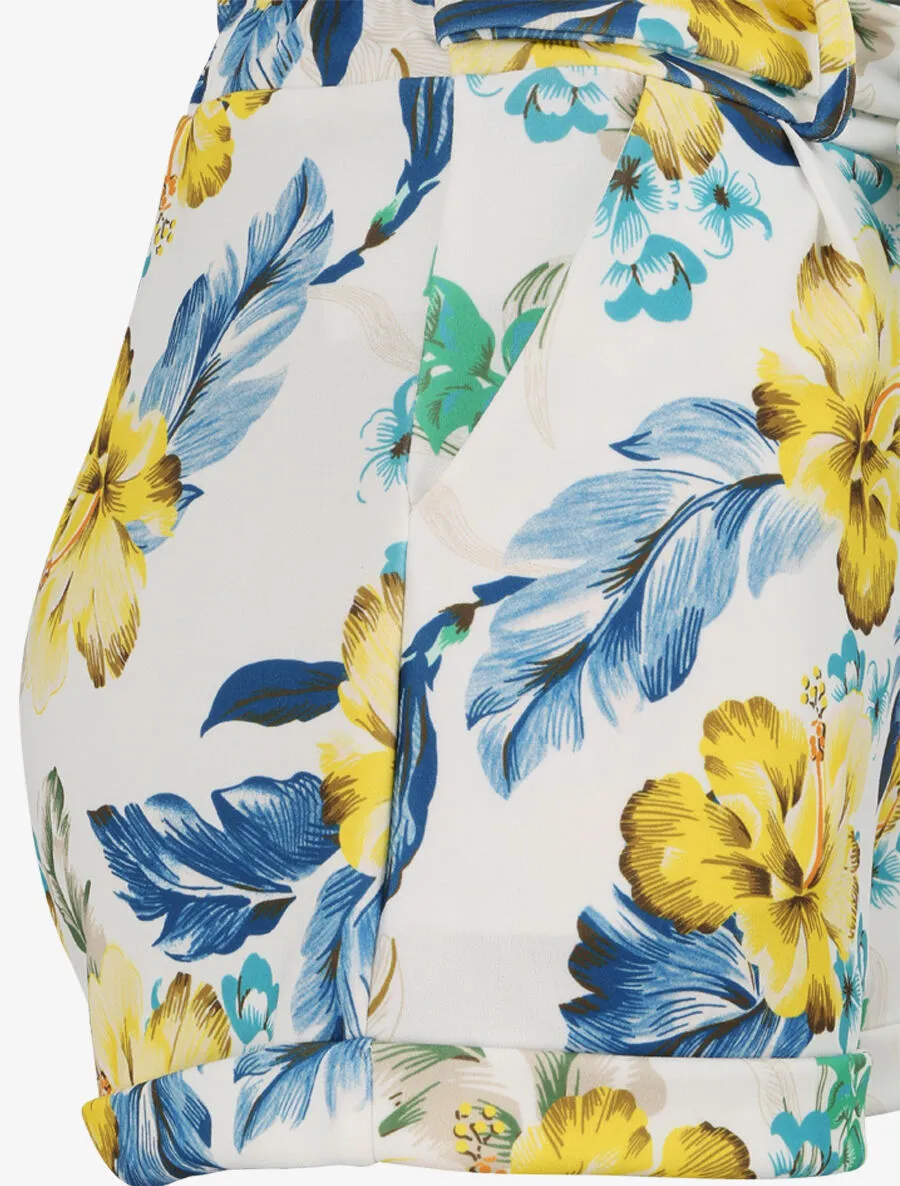 Mini short à imprimé fleuri et à revers