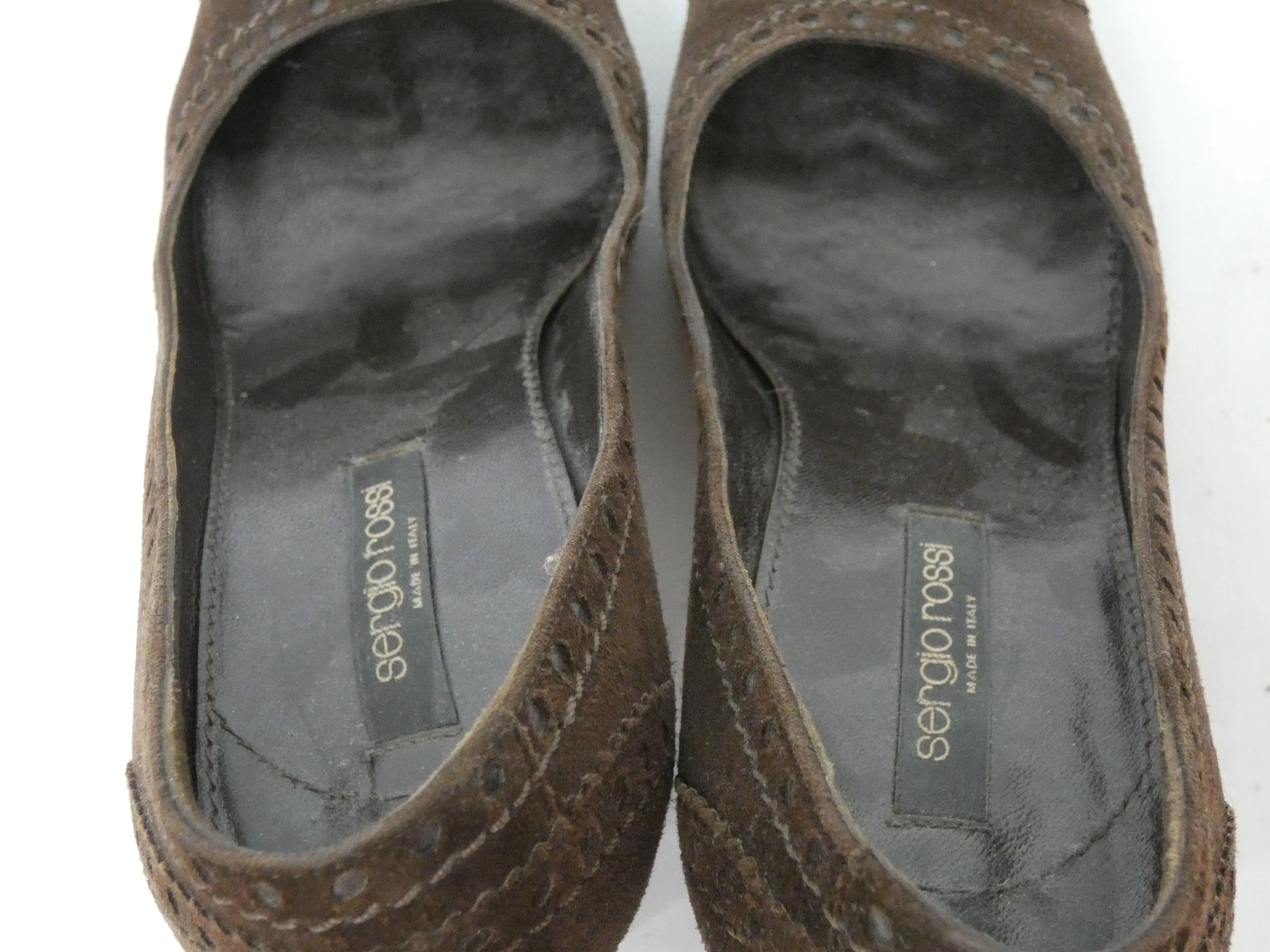Paire de chaussures femme à talon en daim de marque Sergio Rossi Italie T.35 1/2