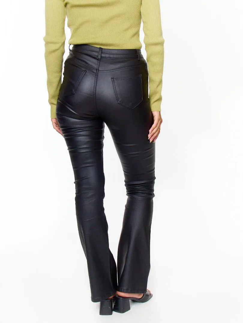 Pantalon bootcut en simili cuir
