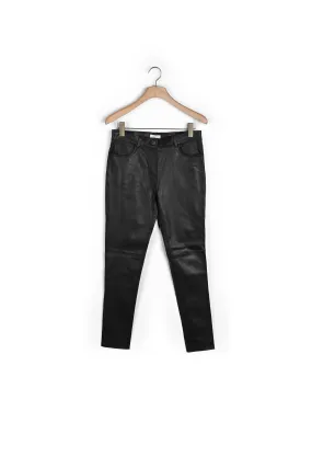 Pantalon cinq poches en cuir stretch
