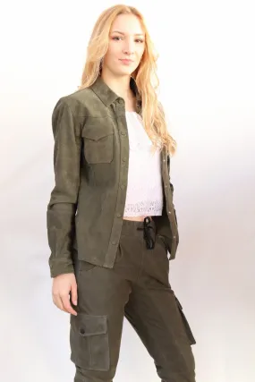 PANTALON DAIM KAKI FEMME : KARGO