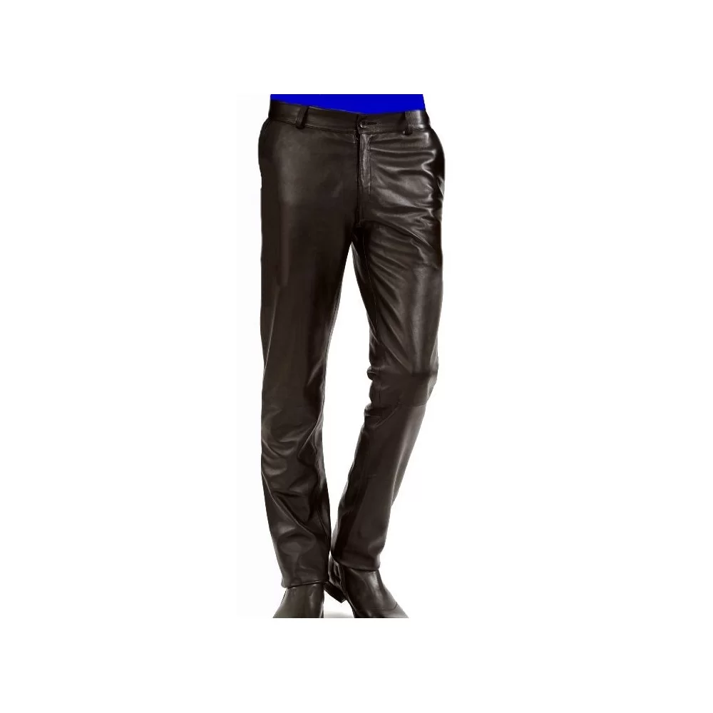 Pantalon homme cuir agneau noir poches côtés modèle Julien