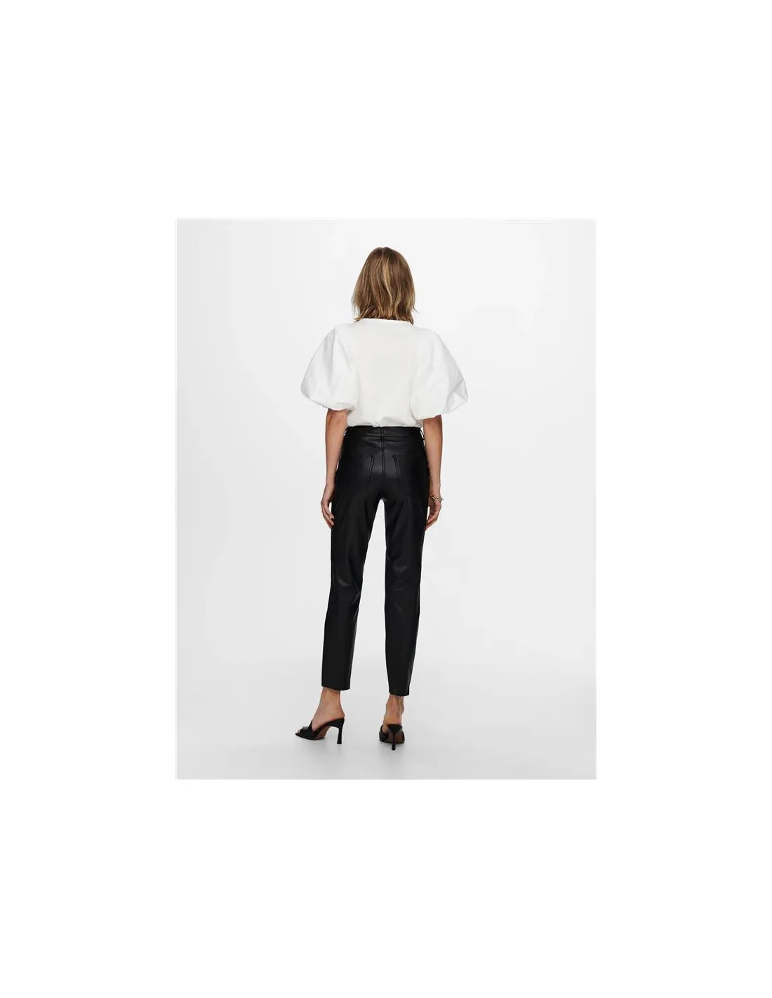 Pantalon Only emily St Ank Faux cuir Noir Femme