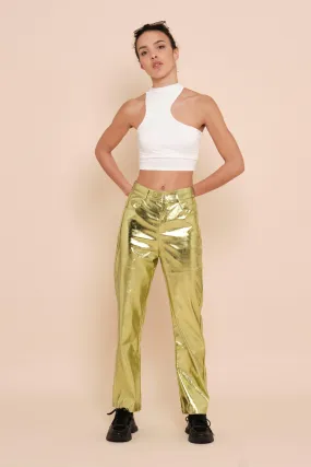 Pantalon simili cuir effet métallisé