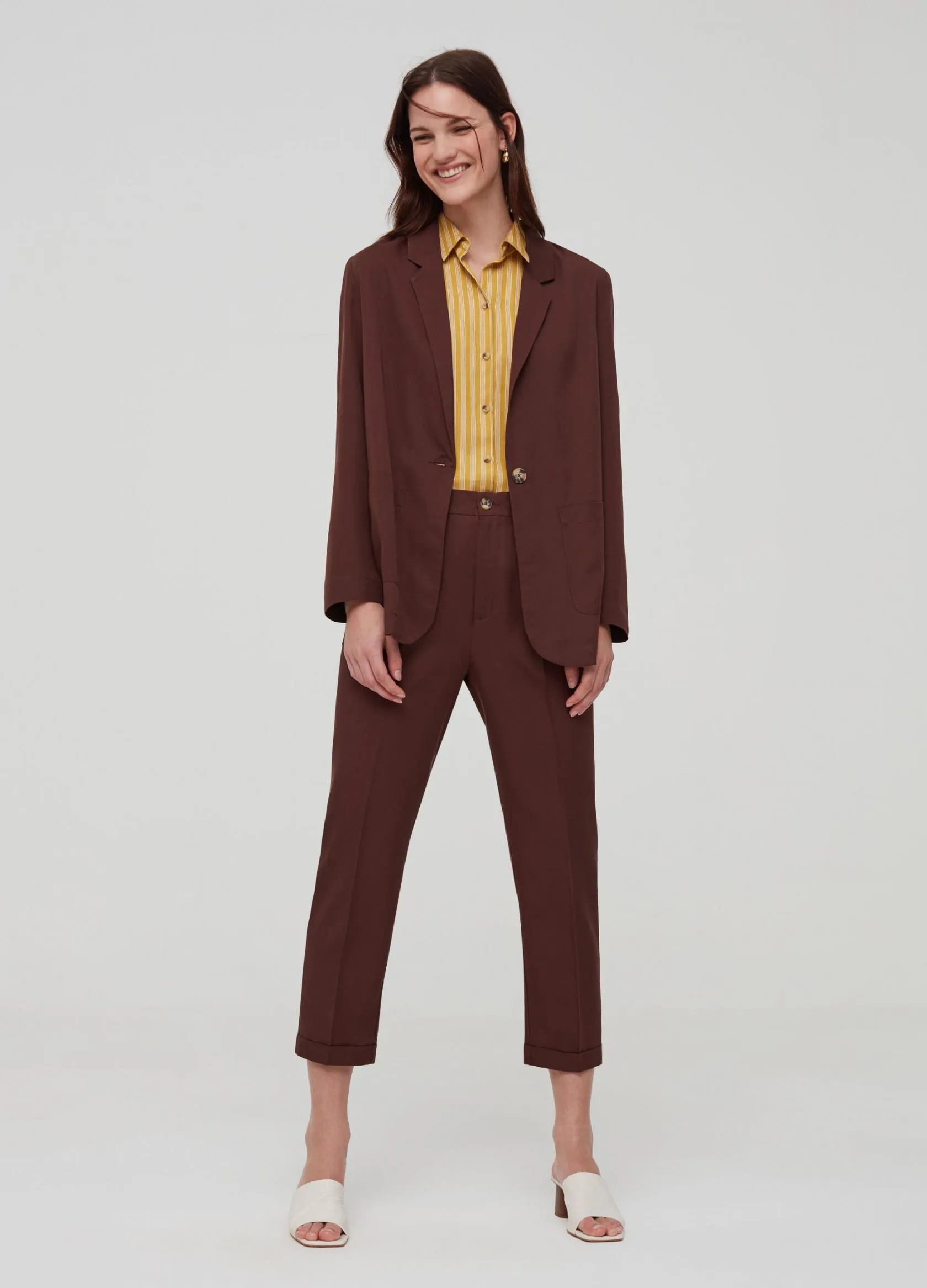 Pantalons Femme | Chino trousers in 100% Lyocell Marron tête de maure | OVS