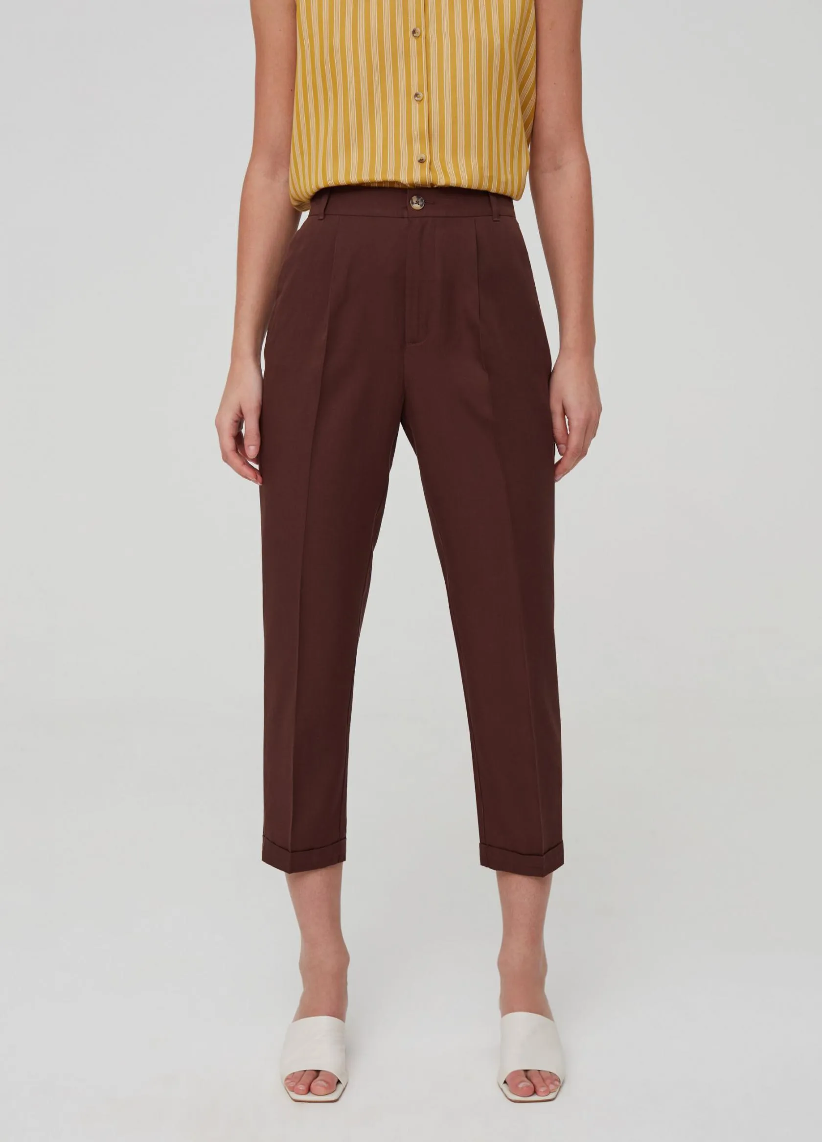 Pantalons Femme | Chino trousers in 100% Lyocell Marron tête de maure | OVS
