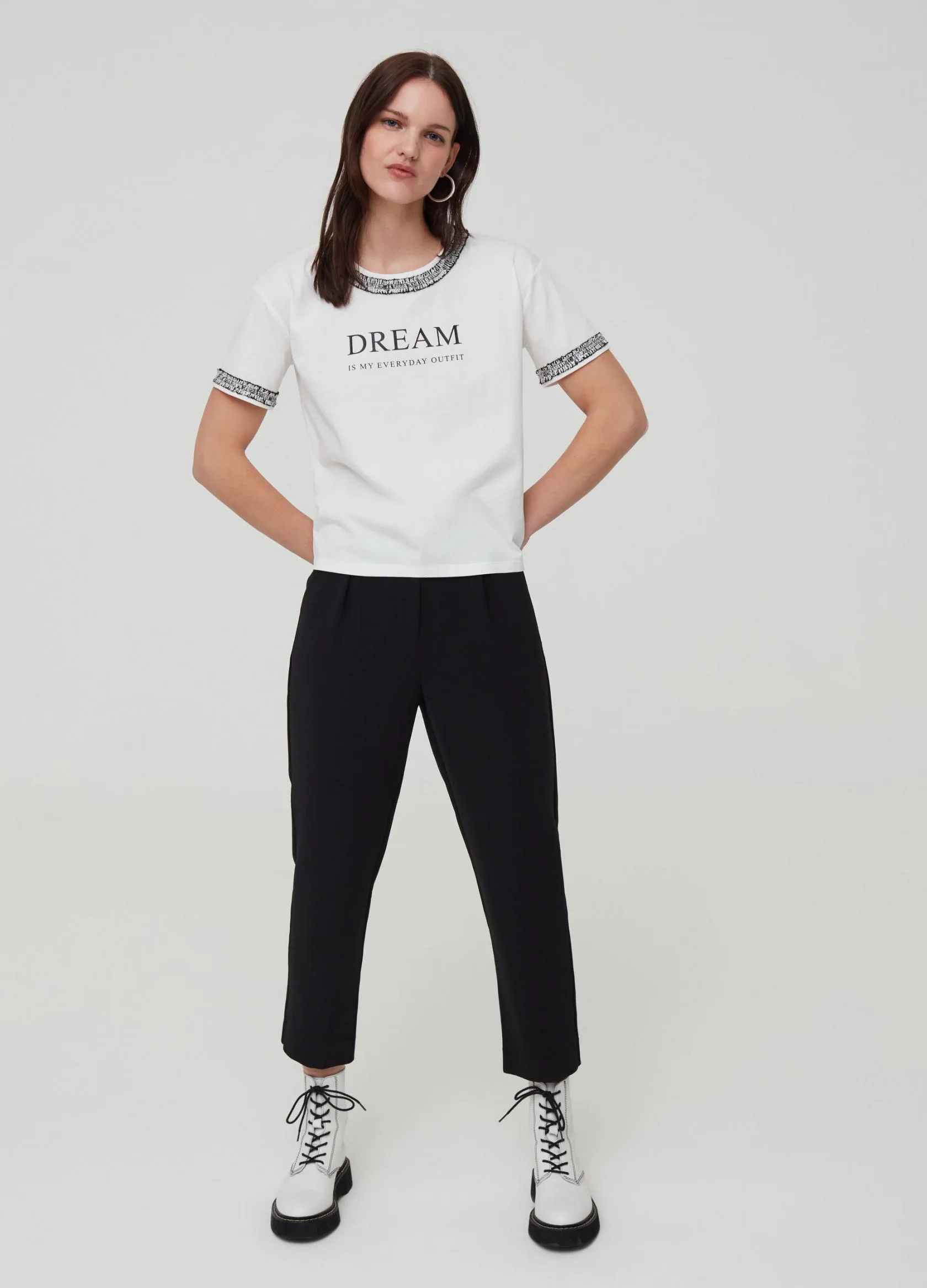 Pantalons Femme | Stretch trousers with darts Noir | OVS