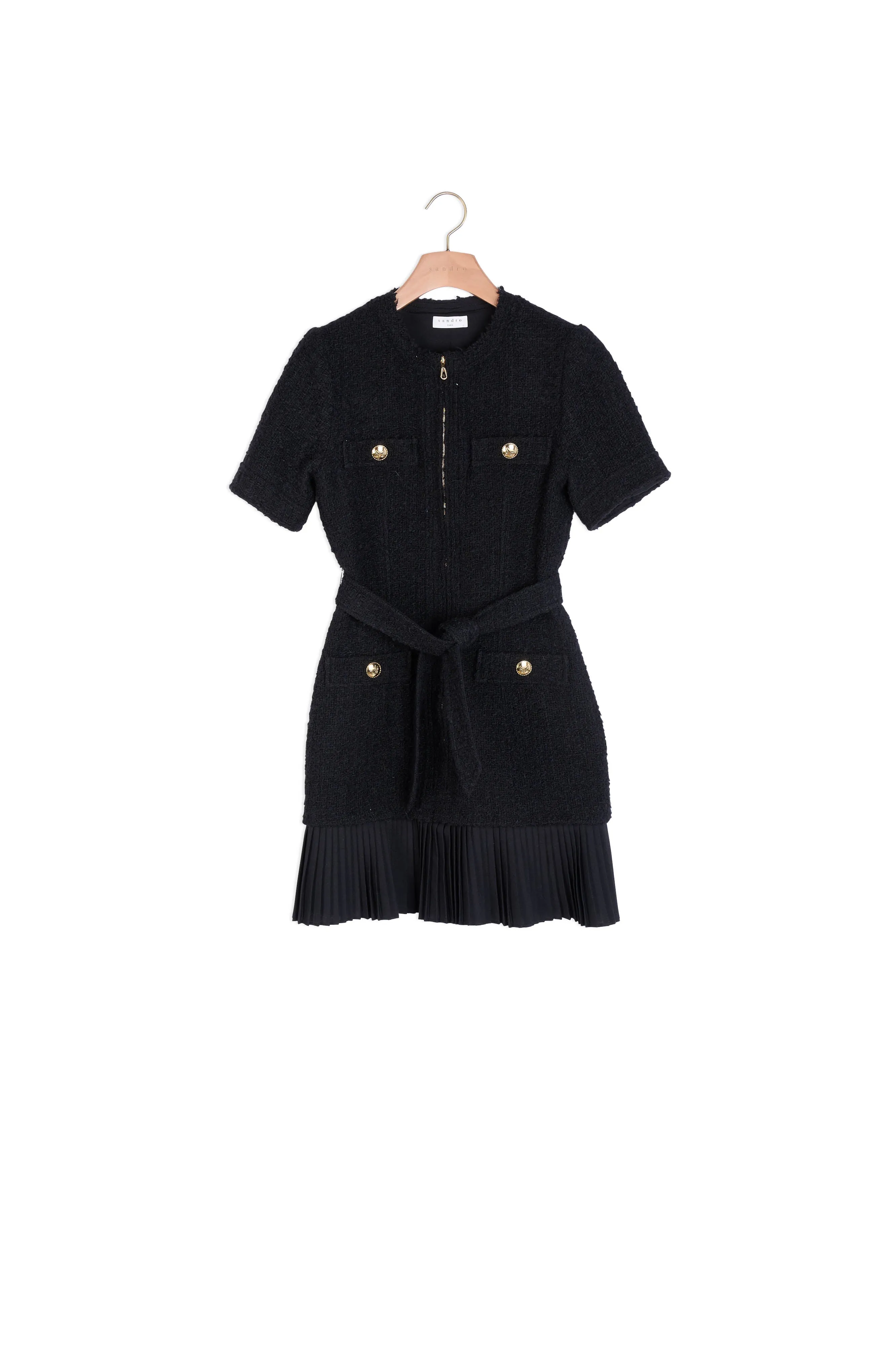 Robe courte avec bas de jupe plissé