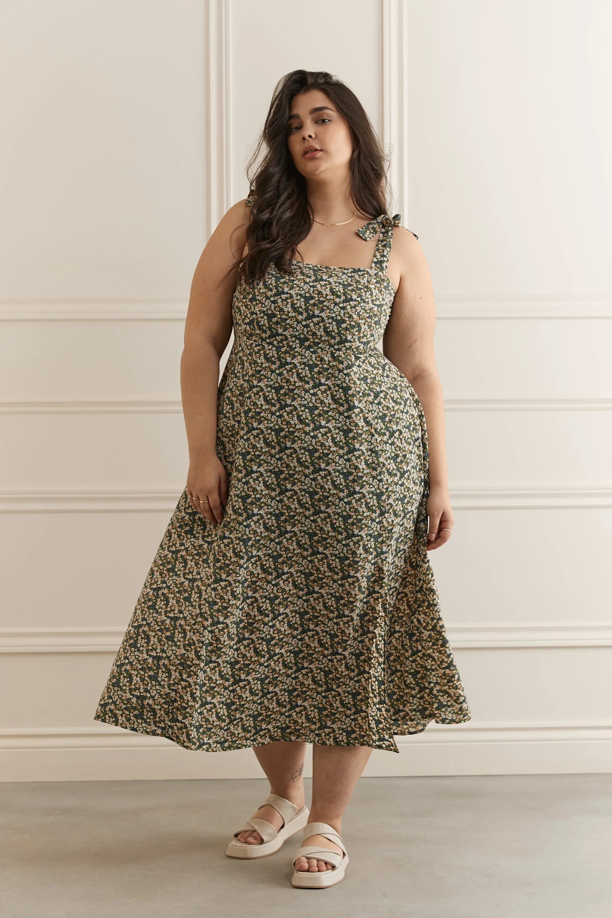 Robe midi bretelles à boucles - 2140 (Seconde Main)