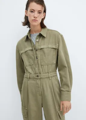 Robes Et Combinaisons | Femme MANGO Combinaison Jean Cargo Kaki