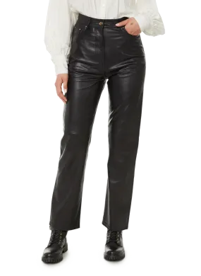 SAISON 1865  Pantalon droit en cuir - Noir