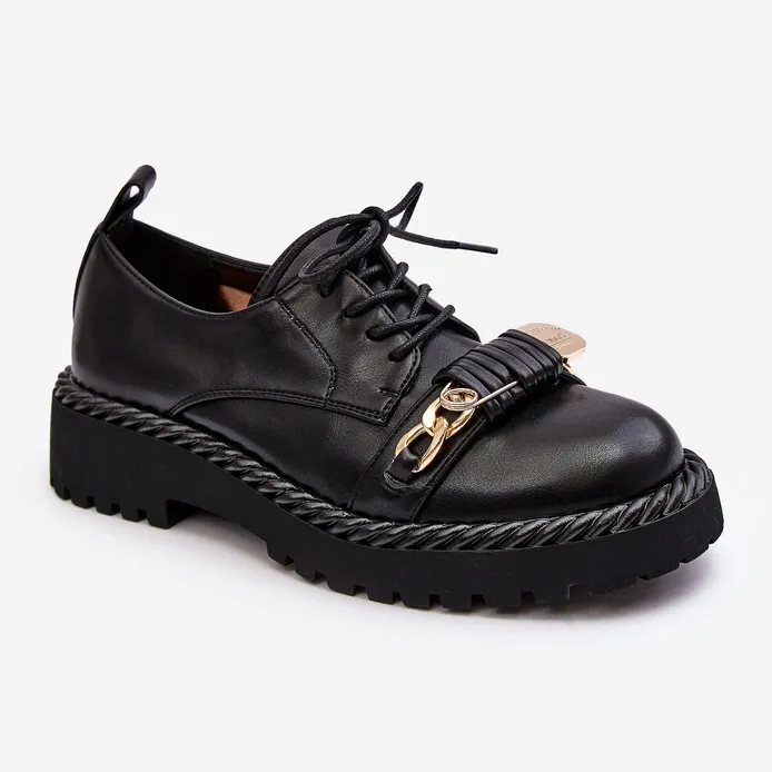 S.Barski Chaussures en cuir pour femmes D&amp;A MR870-80 Noir le noir