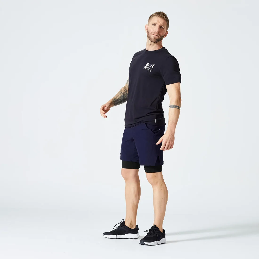 T-shirt de cross training respirant slim doux col rond homme