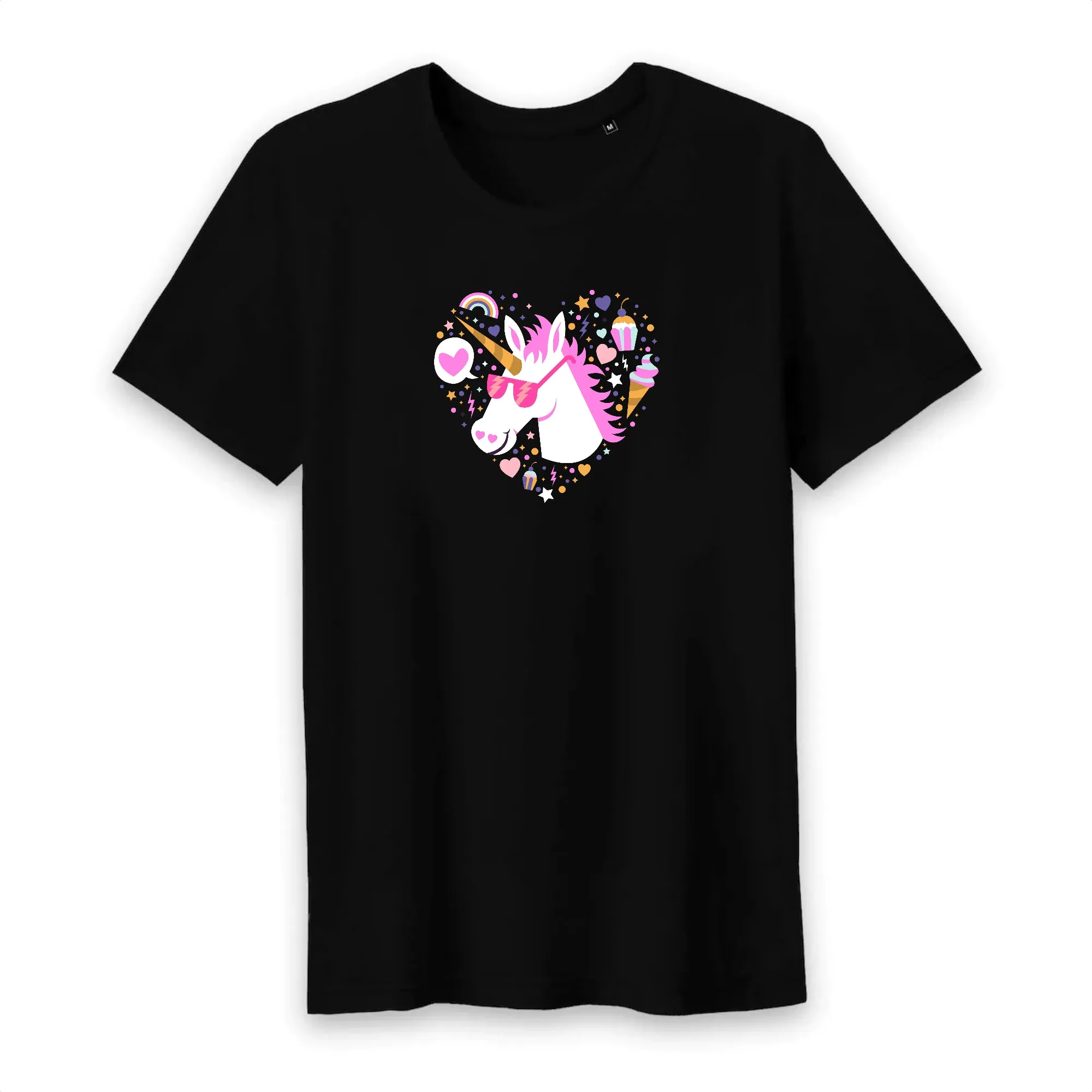T shirt homme col rond Licorne avec lunettes