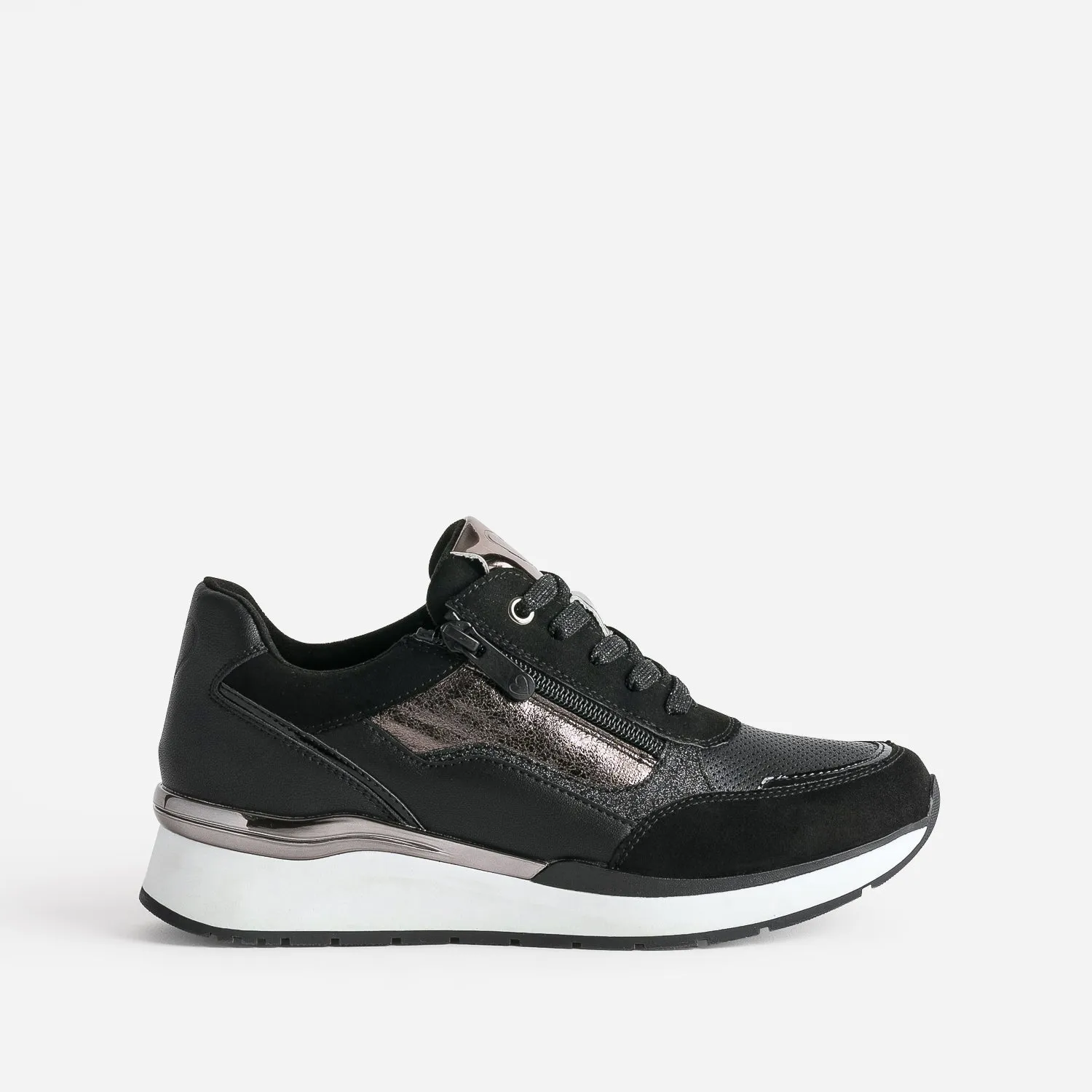 Tennis MARCO TOZZI noire et gris foncé métallisé - Baskets / Tennis Femme | ERAM