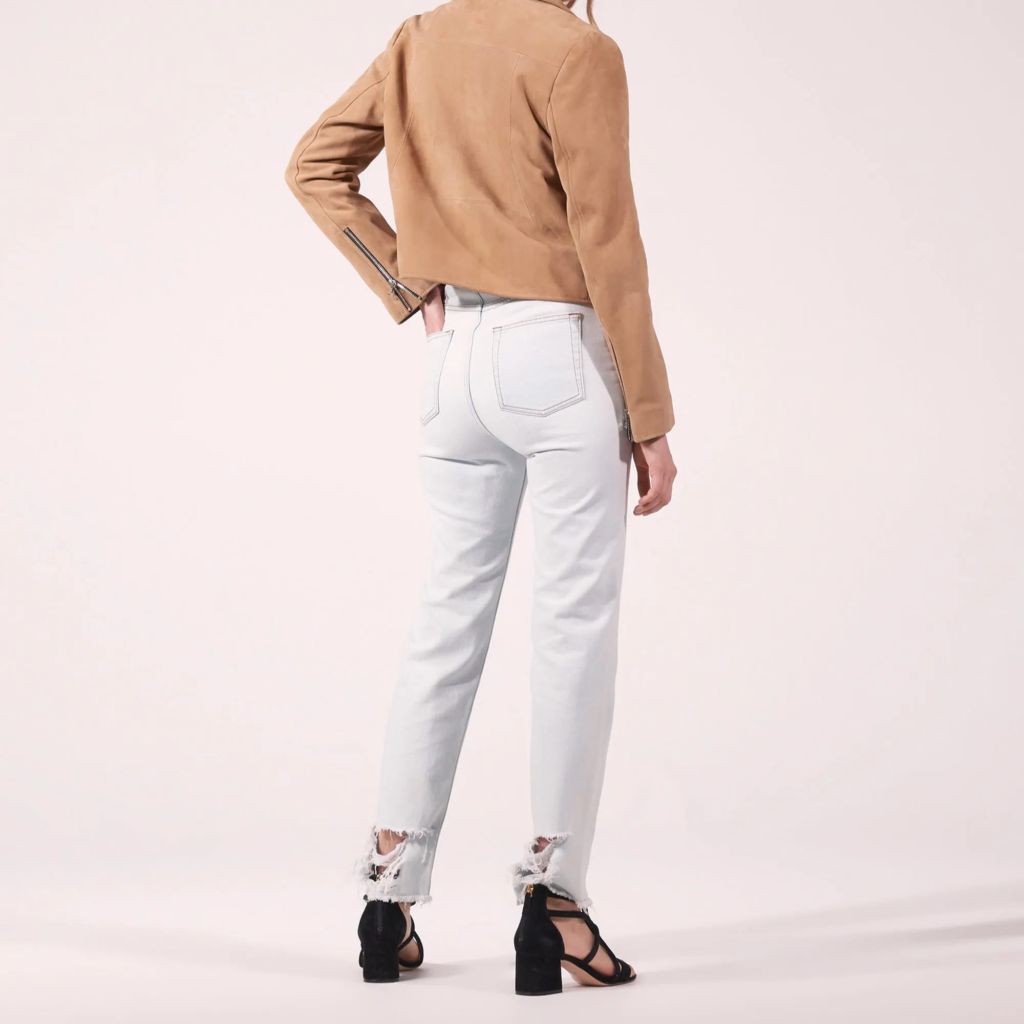 Veste 100% cuir d'agneau à franges