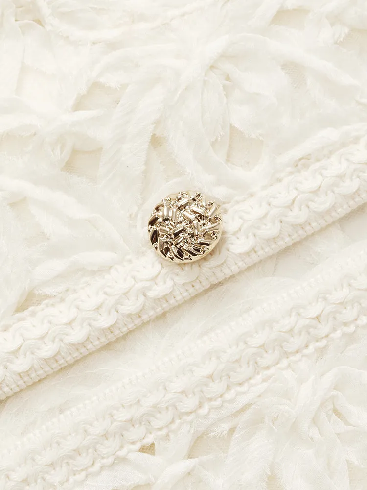 Veste courte ajourée à simple boutonnage pour femme