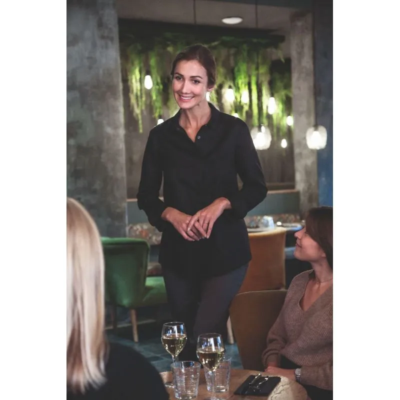 Veste de cuisine femme manches longues Flores noir - Robur