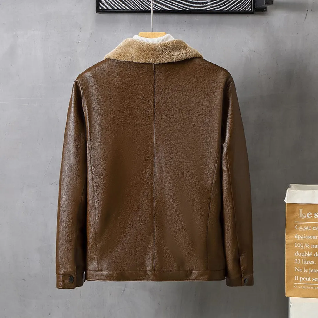 Veste en Cuir Chaude pour Hommes