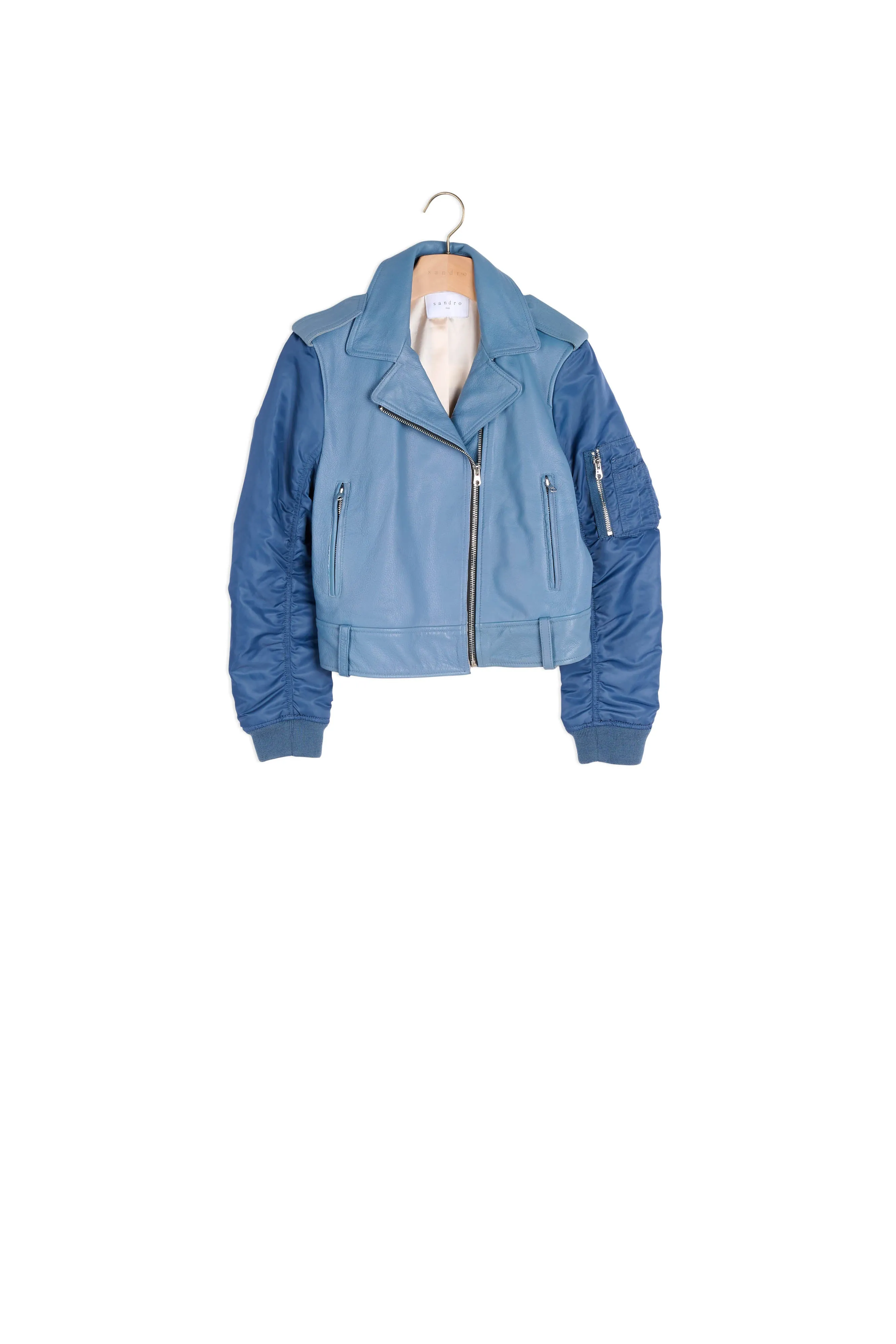Veste en cuir et manches teddy
