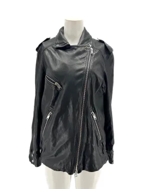 Veste en cuir noir zippée