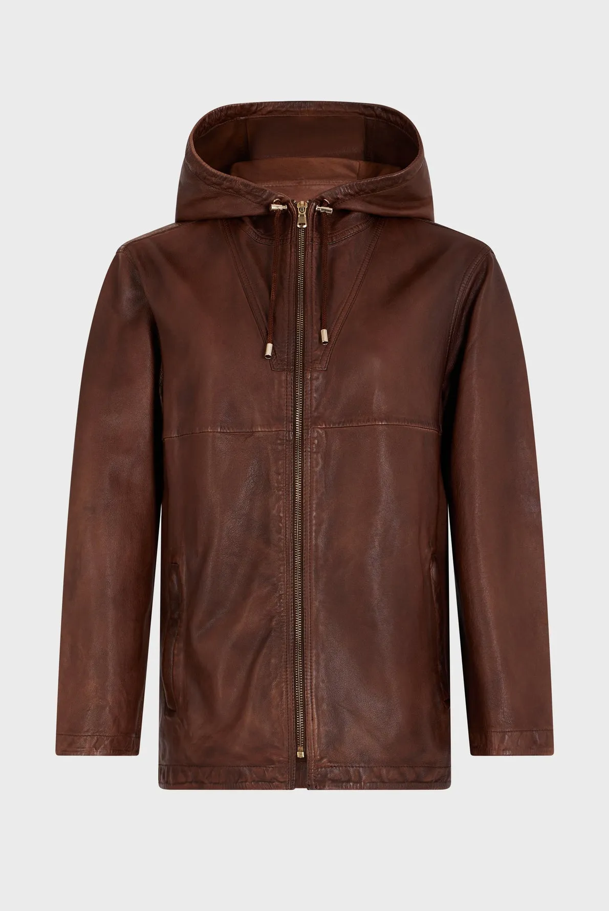 Veste en cuir à capuche - BAYLIE