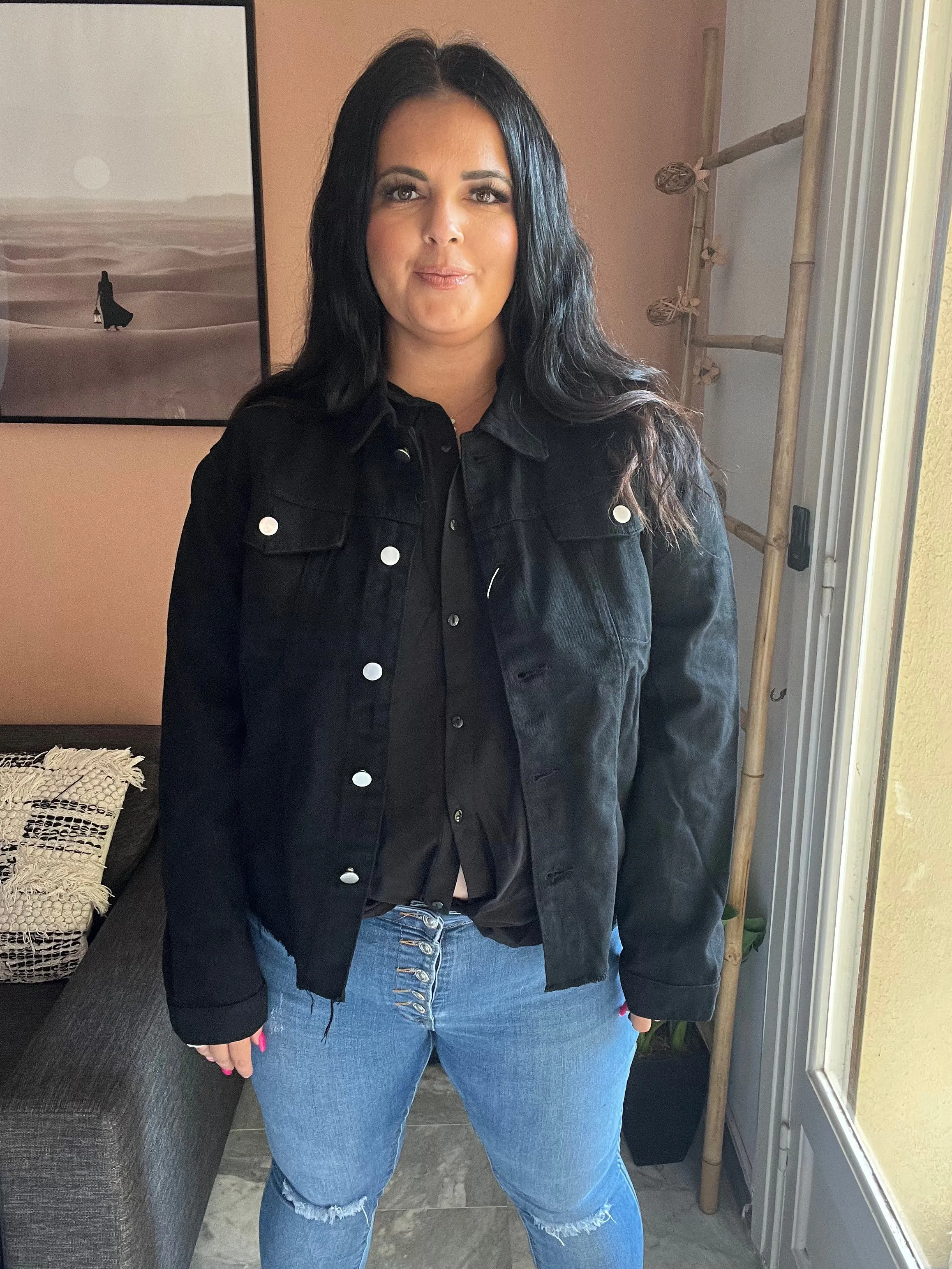 Veste en jean noire