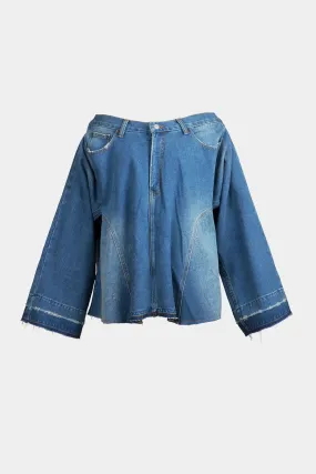 Veste en jean à manches longues et épaule