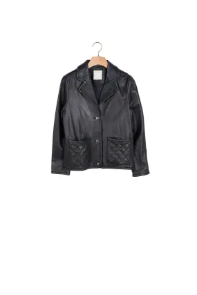 Veste faon tailleur en cuir