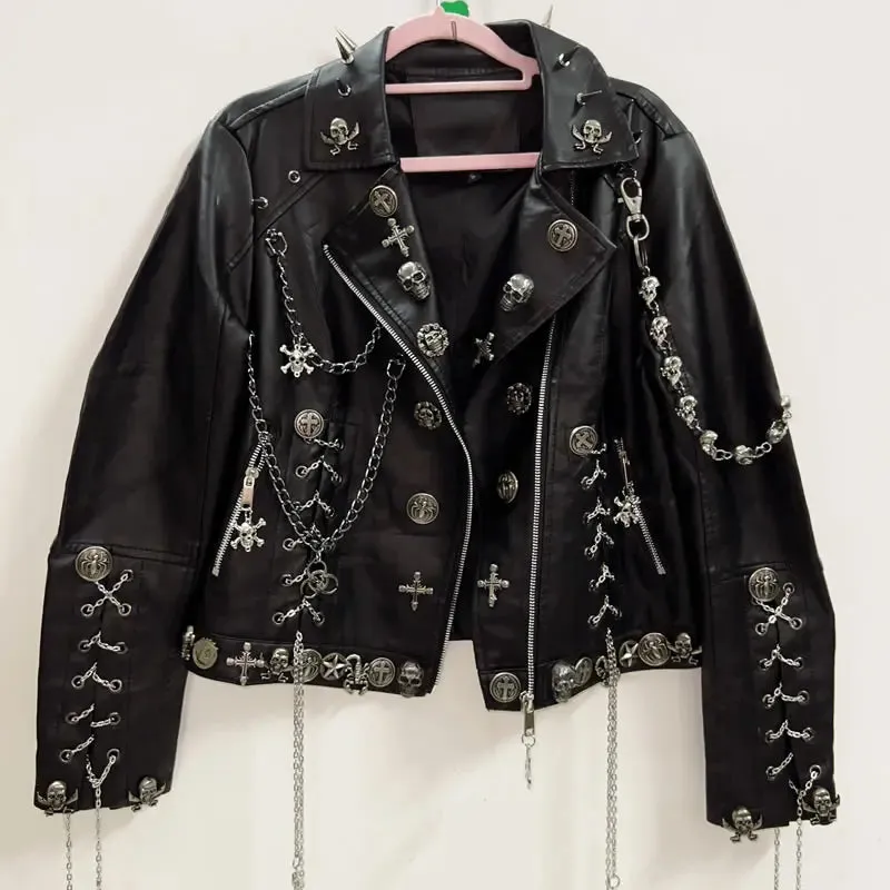 Veste gothique en cuir Raven Skull – veillez votre Cté Sombre