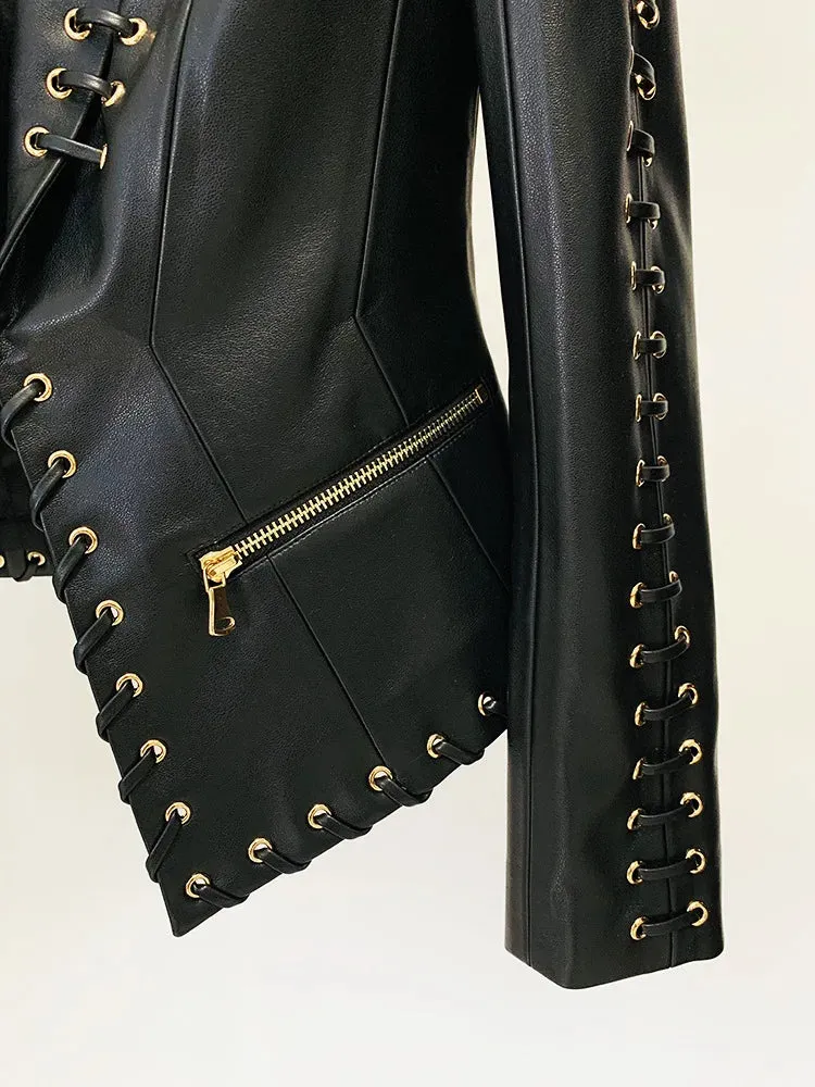 Veste gothique en cuir à lacets en corde Raven – Un Soupon de Séduction