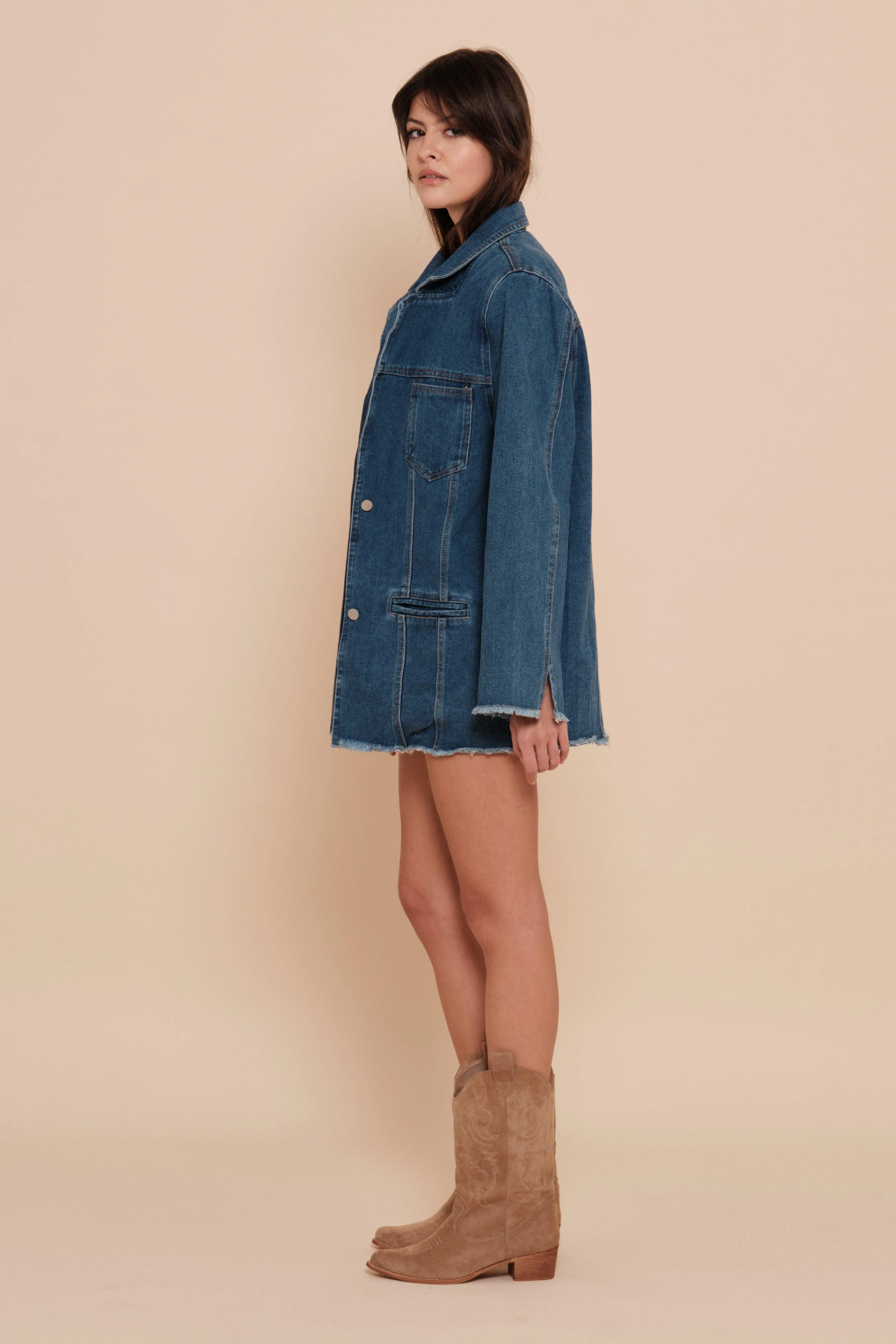 Veste longue en jean