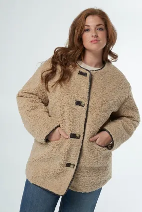 Veste teddy avec détails en cuir