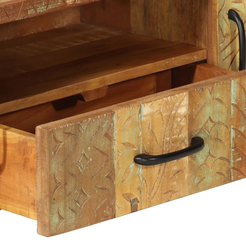 vidaXL Meuble TV sculpté à la main 120x30x40 cm Bois de récupération | vidaxl-fr